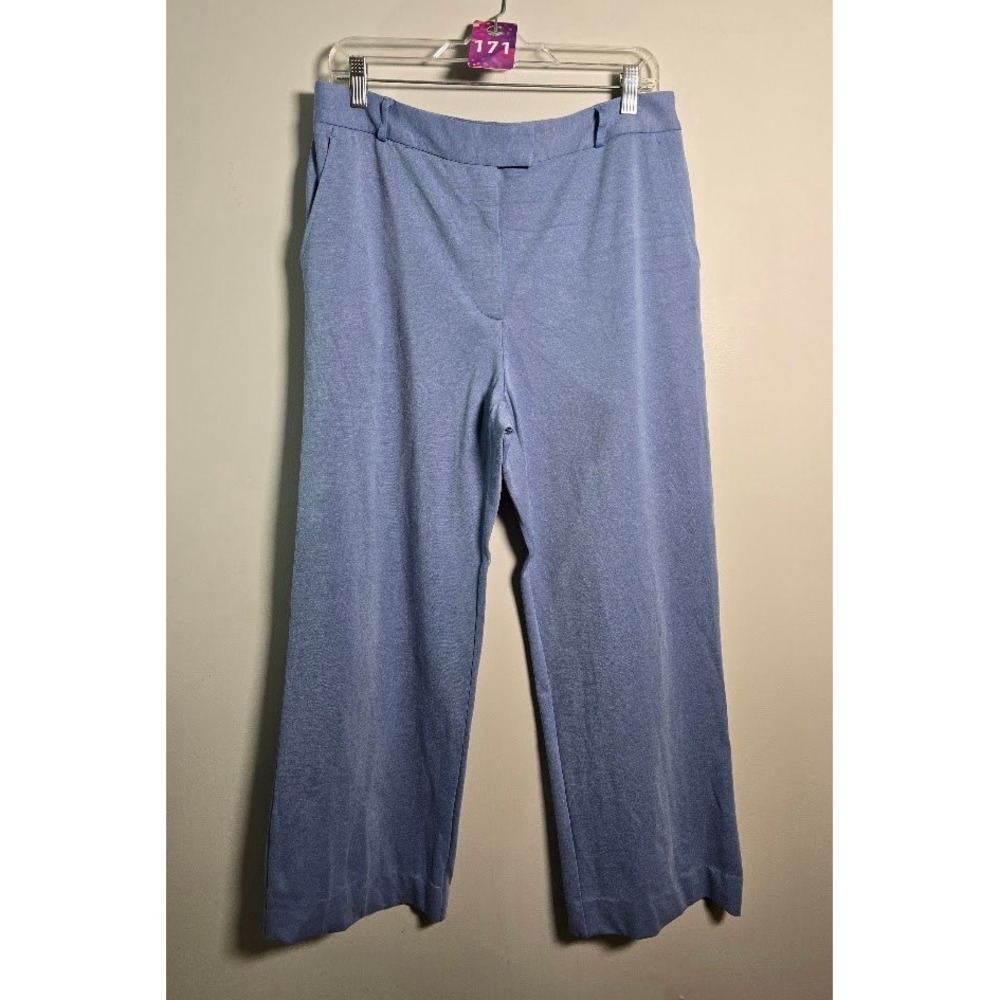 J.McLaughlin Womens Pants Blue Wide Leg Career Pleated Trousers Size 12 Preppy